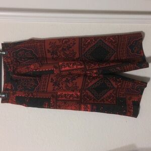 Eliane Rose Women's Red & Green Wide Leg Crop Boho Print Floral Pants. Size M